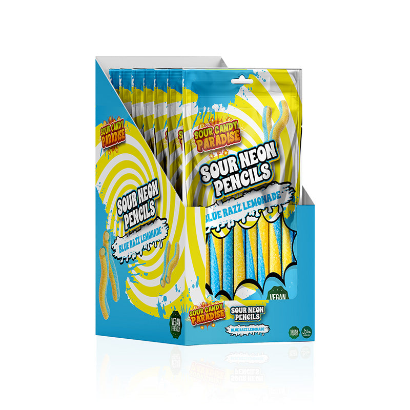 Candy Paradise (Halal) Sour Neon Pencils 130g Blue Razz Lemonade Box