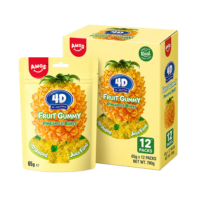 Amos 4D Fruit Gummy 65g Pineapple Burst Box