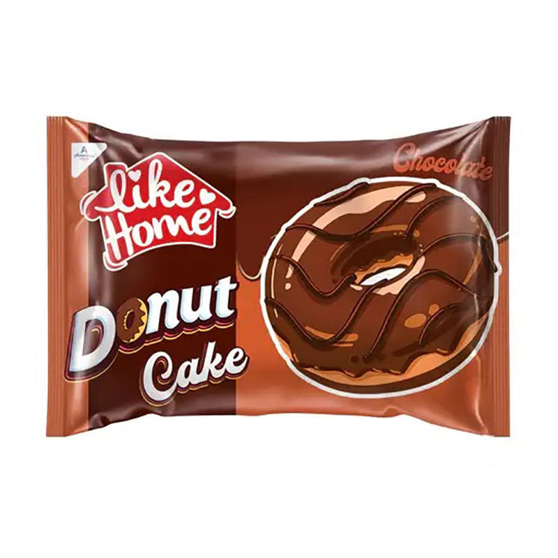 Like Home Donut Cake Chocolate 40g Halal Box packaging featuring a chocolate donut cake.