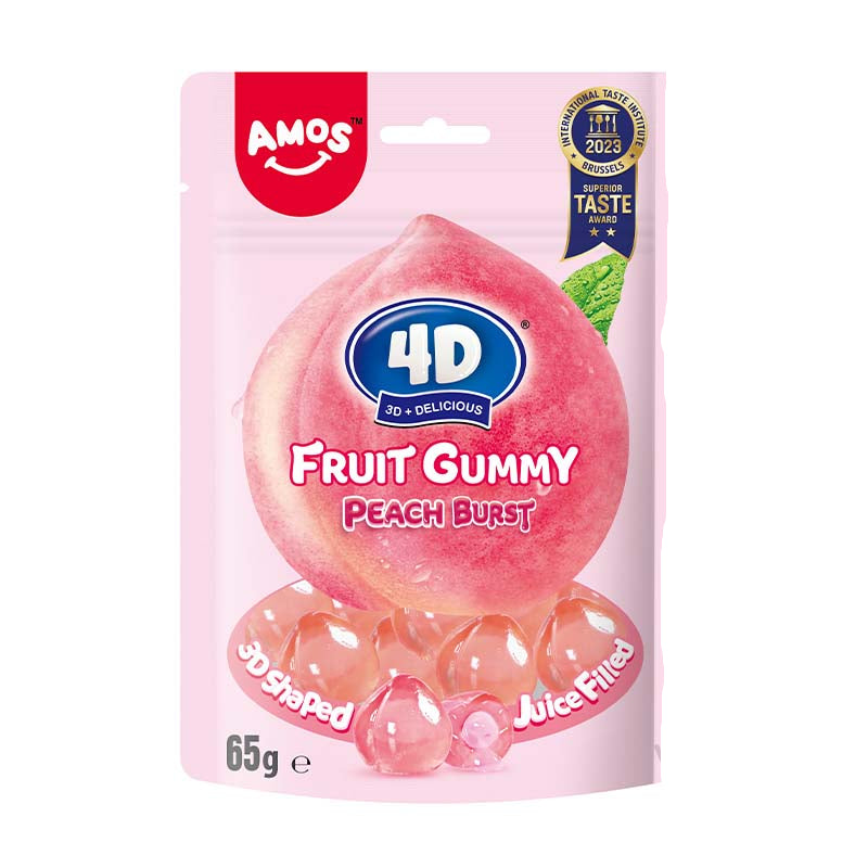 Amos 4D Fruit Gummy 65g Peach Burst Box