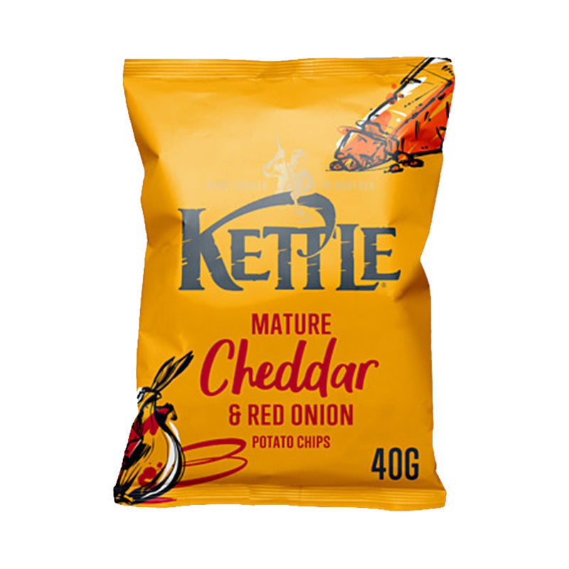 Kettle Chips 40g Mature Cheddar & Red Onion Potato Chips Box