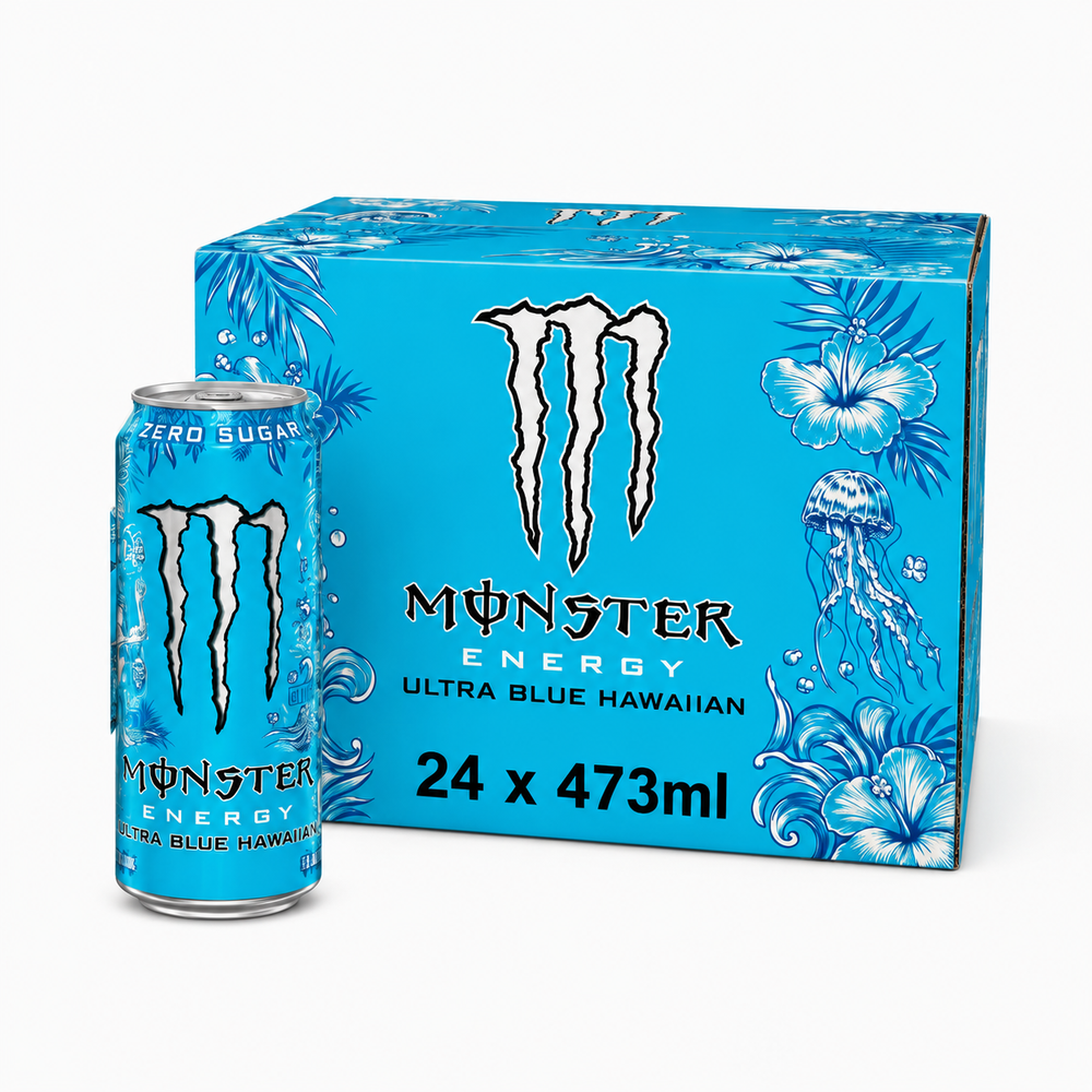 Monster Energy Zero Sugar 473ml Ultra Blue Hawaiian Box