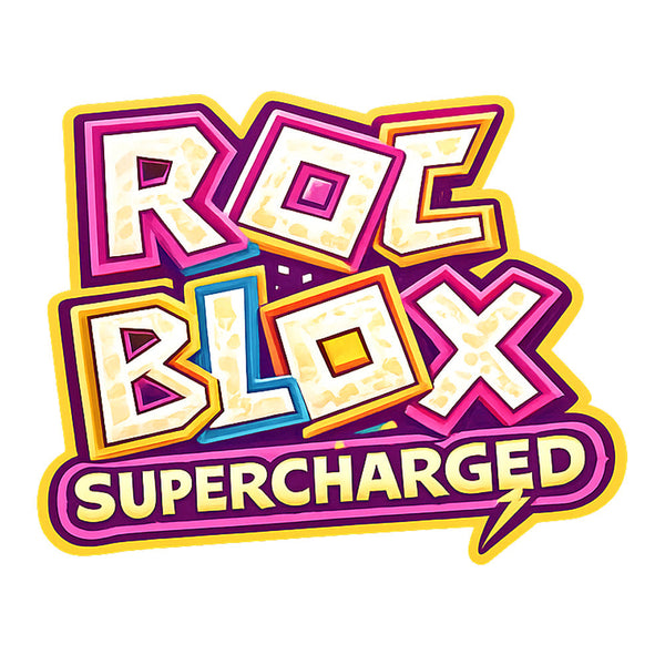 Roc Blox logo with vibrant colors and the word 'Supercharged' prominently displayed.