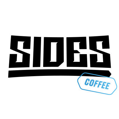 Logo of Sides, the iced coffee brand by the Sidemen, featuring the word 'SIDES' prominently. Sides coffee.