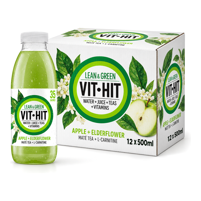 VITHIT Vitamin Water 500ml Lean Green -Apple & Elder Flower Box