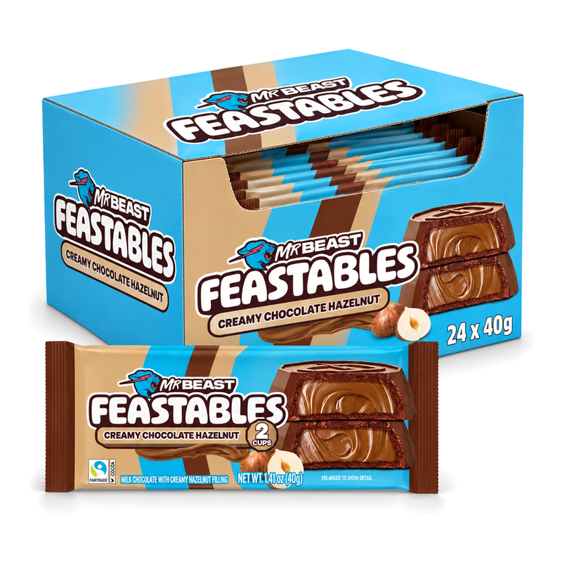 MrBeast Feastables 40g Creamy Chocolate Hazelnut Cups Box