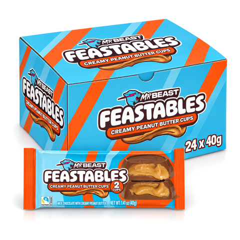 MrBeast Feastables 40g Creamy Peanut Butter Cups Box