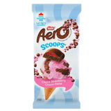 Nestle Aero Chocolate Bar 105g Scoops Choco Strawberry Box in blue packaging with ice cream cone and strawberry flavor.
