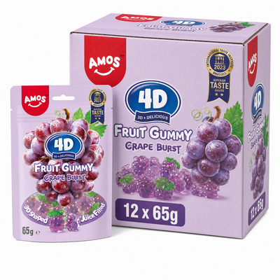 Amos 4D Fruit Gummy 65g Grape Burst Box