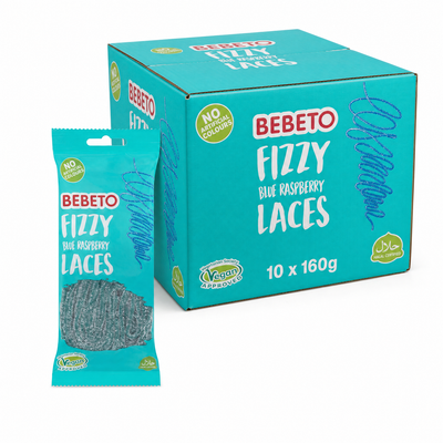 Bebeto Fizzy Blue Raspberry Laces 160g Box