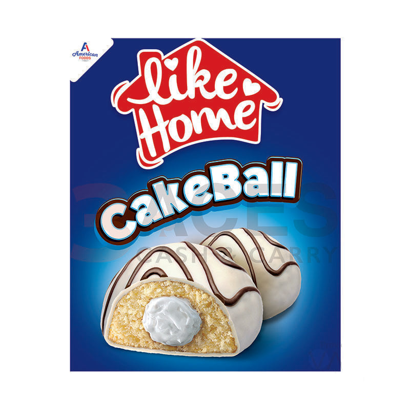 Like Home CakeBall Cream 50g Halal Box showcasing creamy vanilla filled cake balls.