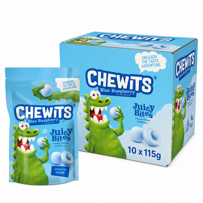 Chewits Blue Raspberry Juicy Bites 115g Box