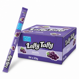 Laffy Taffy Rope Grape  23g Box displaying a long, stretchy candy with grape flavor and playful packaging.