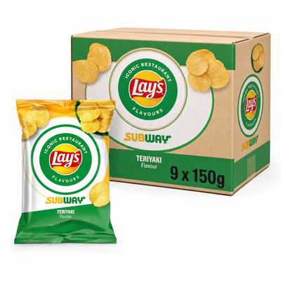 Lays 150g Subway Teriyaki Box with individual bag and box packaging, showcasing the teriyaki flavour.