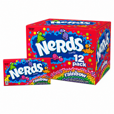Nerds Theatre Box Rainbow Box with fruity flavors and colorful packaging, perfect for movie nights.