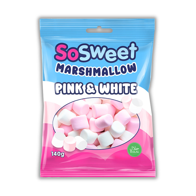 SoSweet Marshmallow Pink & White Bag 140g Box