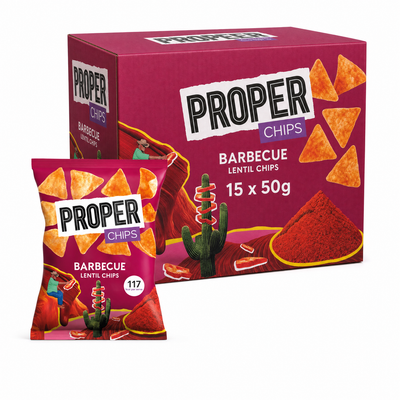 Proper Barbecue Lentil Chips 50g Box