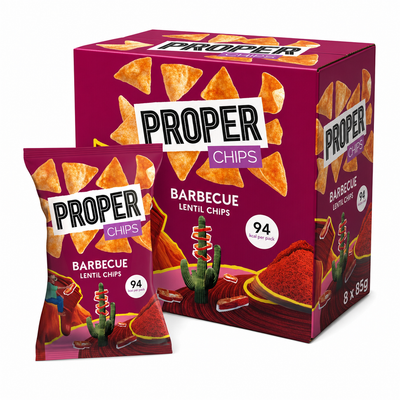 Proper Barbecue Lentil Chips 85g Box