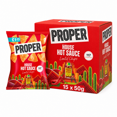 Proper House Hot Sauce Lentil Chips 50g Box