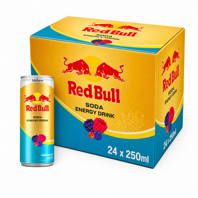 Red Bull (Thai) 250ml Mixed Fruit (Limited Edition) Box with can and packaging on a white background.