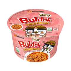 Samyang Rose 16 Pcs Box of creamy noodles with mild spice, featuring Buldak flavor, perfect for wholesale stocking.