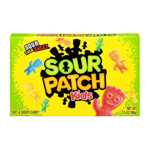 Sour Patch Kids Theatre Box Original with mixed fruit flavors and sour sugar coating, perfect for cinema.