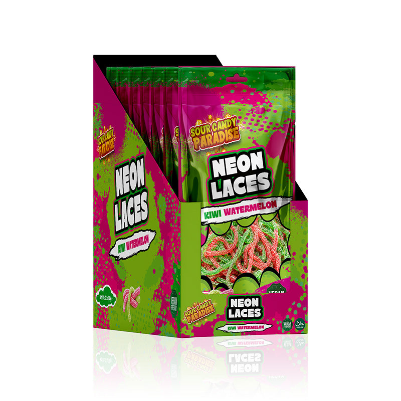 Candy Paradise (Halal) Neon Laces 130g Kiwi Watermelon Box