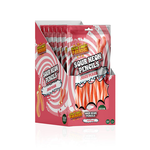 Candy Paradise (Halal) Sour Neon Pencils 130g Juicy Peach Box