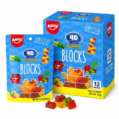 Amos 4D Fruit Gummy 65g Blocks Box