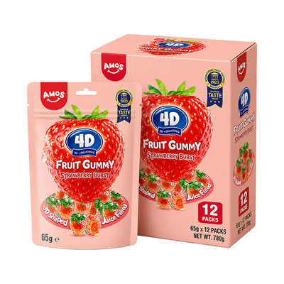 Amos 4D Fruit Gummy 65g Strawberry Burst Box