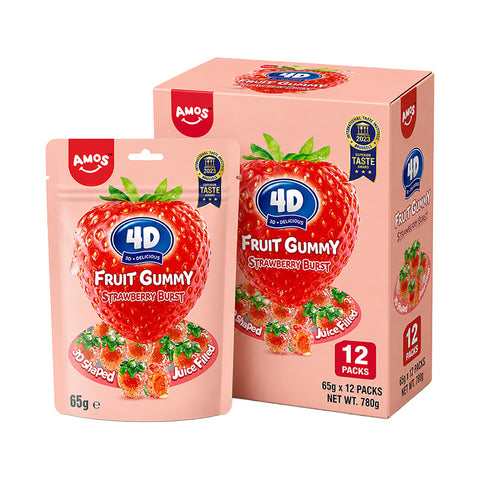 Amos 4D Fruit Gummy 65g Strawberry Burst Box