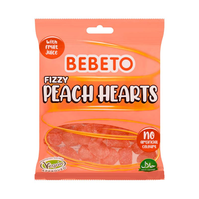 Bebeto Fizzy Peach Hearts 150g Box