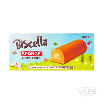 Biscella Sponge Cake 40g Box - soft sponge cake with vanilla cream filling, perfect snack for lunchboxes.