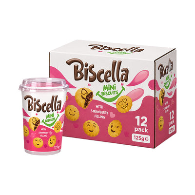 Biscella Mini Biscuits Strawberry 125g Box