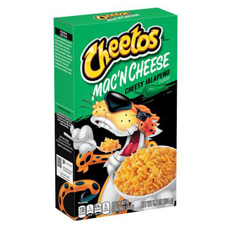 Cheetos Mac N Cheese 170g Cheesy Jalapeno Box with vibrant packaging and delicious macaroni illustration.