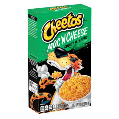 Cheetos Mac N Cheese 170g Cheesy Jalapeno Box with vibrant packaging and delicious macaroni illustration.