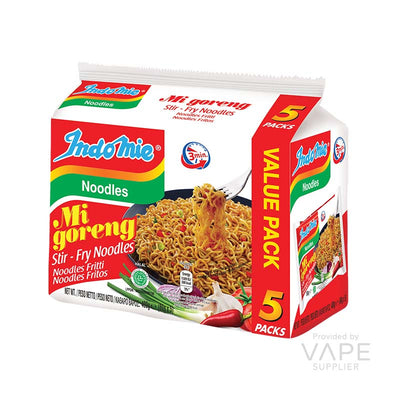 Indomie Instant Noodles 80g Mi Goreng Original Box packaging showcasing 5 packs of delicious stir-fry noodles.