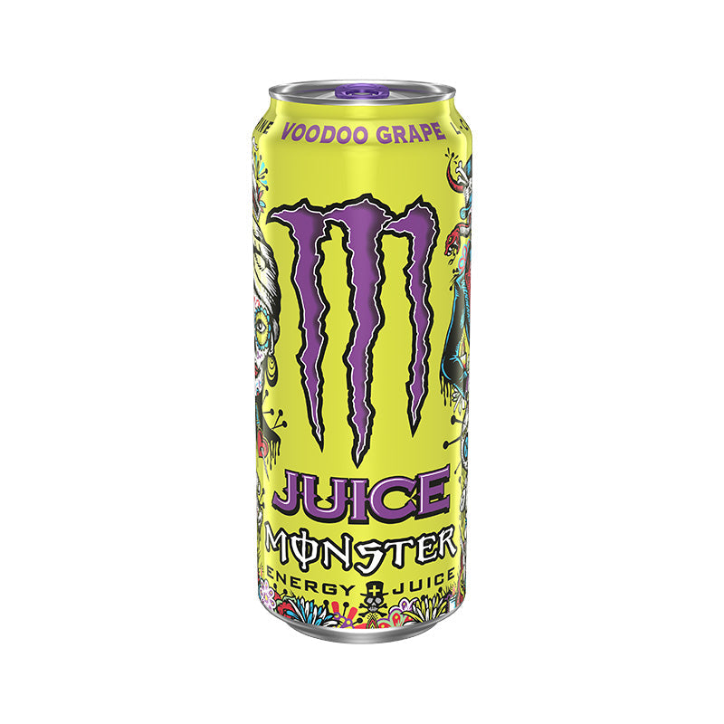 Monster Energy Voodoo Grape (16oz) Box - bold grape-flavored energy drink in a vibrant can.
