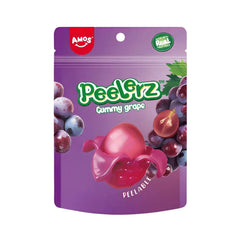 Peelerz Gummy Grape 65g packaging featuring interactive grape-shaped gummy sweets with real fruit juice.