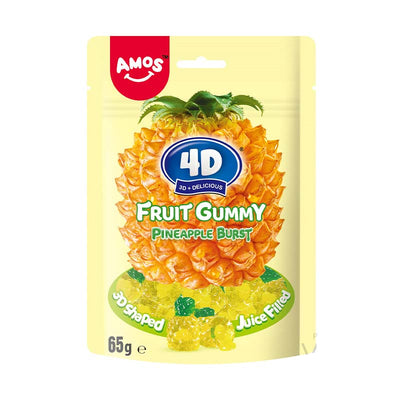 Amos 4D Fruit Gummy 65g Pineapple Burst Box
