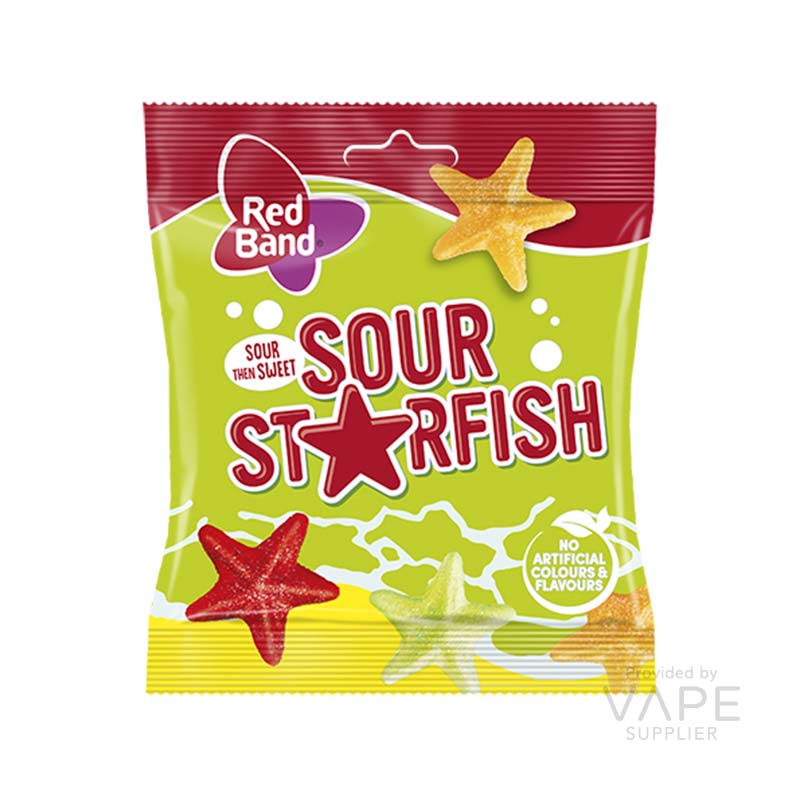 Red band 170g Sour Starfish Box featuring colorful star-shaped sour candies.
