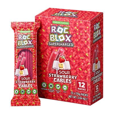 Roc Blox Supercharged Sour Cables 170g Strawberry Box